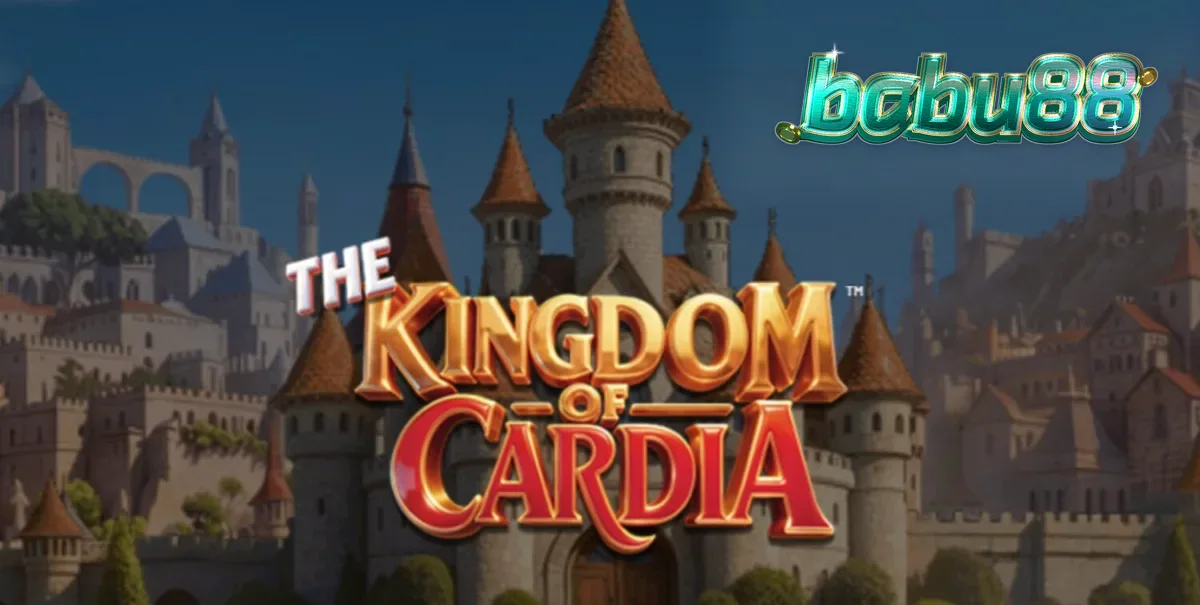 The Kingdom of Cardia slot game interface featuring fantasy card characters and a vibrant garden backdrop.